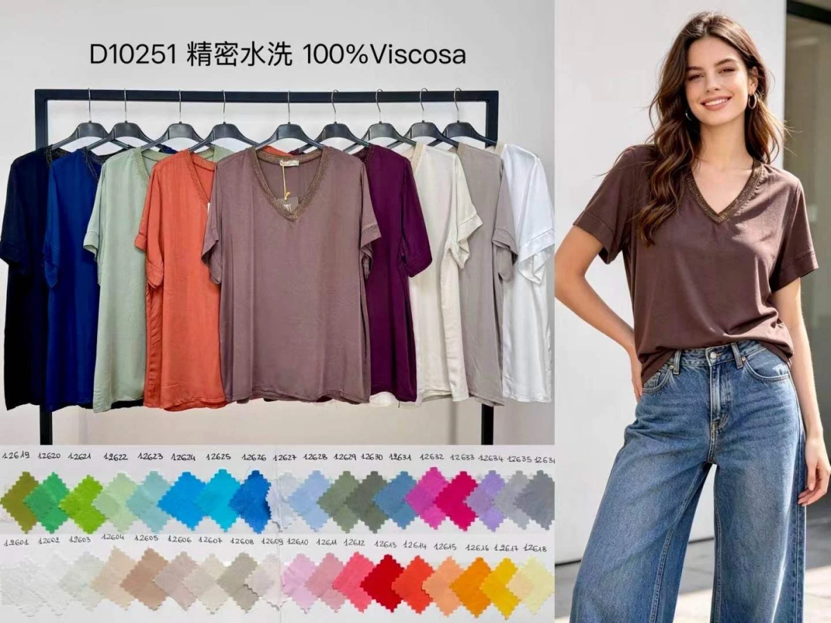 Top Col V Brillant– Coupe Oversize Chic en Viscose 2