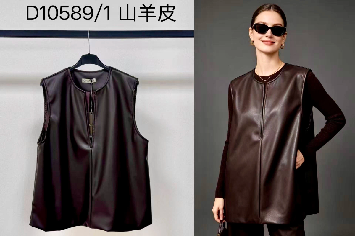 Faux leather vest – sleeveless, loose and elegant cut 2