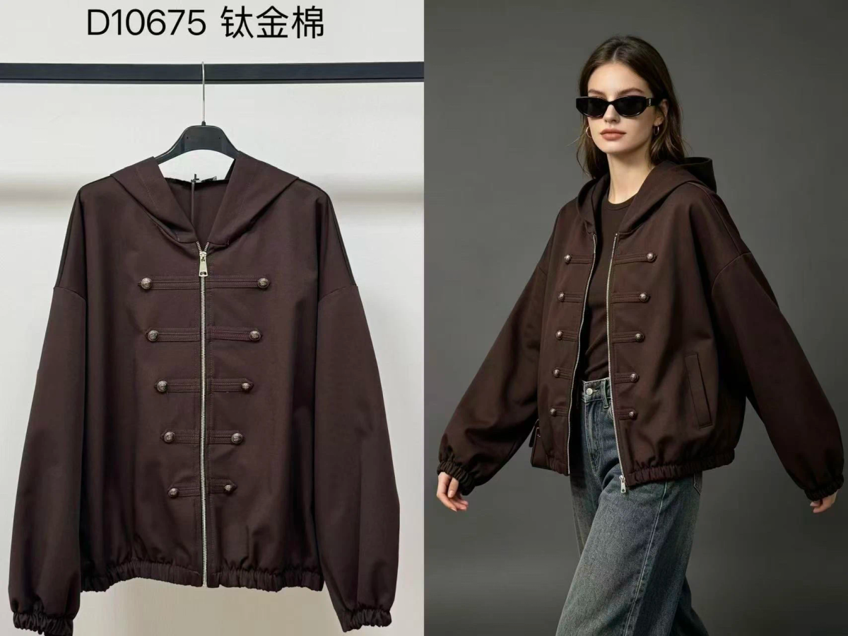 Veste Officier  à Capuche – Détails Boutonnés & Fermeture Zippée 2