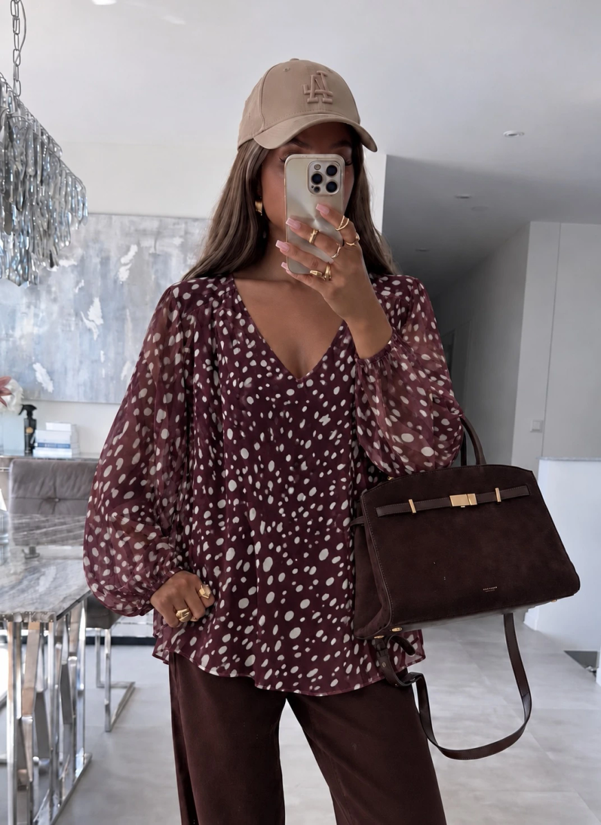 Blouse Col V – Imprimé biche