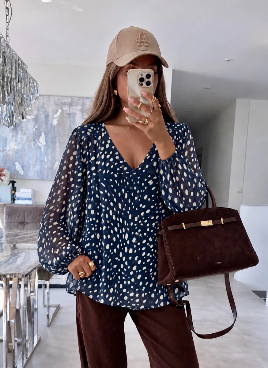 Blouse Col V – Imprimé biche