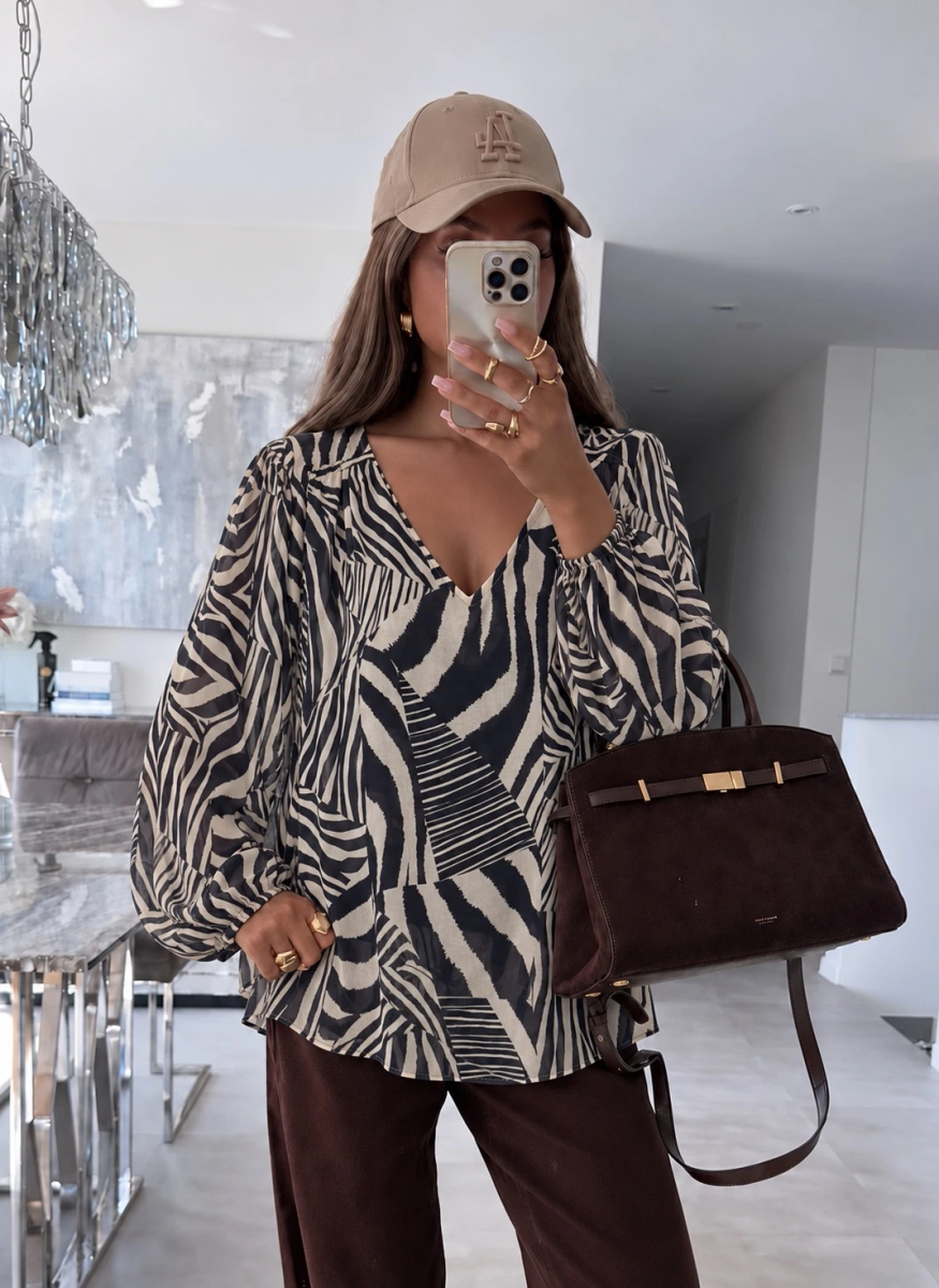 Blouse Col V – Imprimé Animal