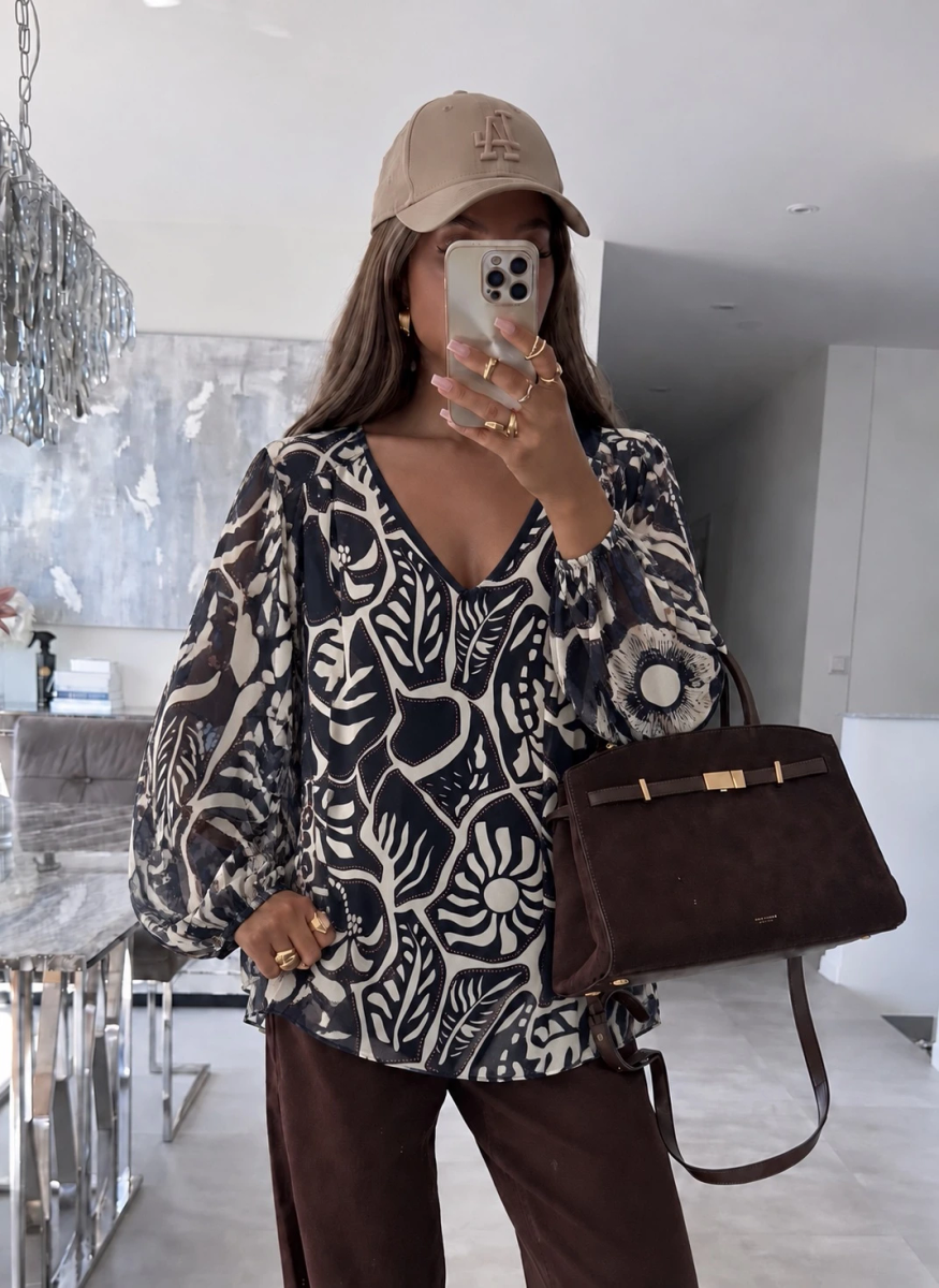 Blouse Col V – Imprimé Animal