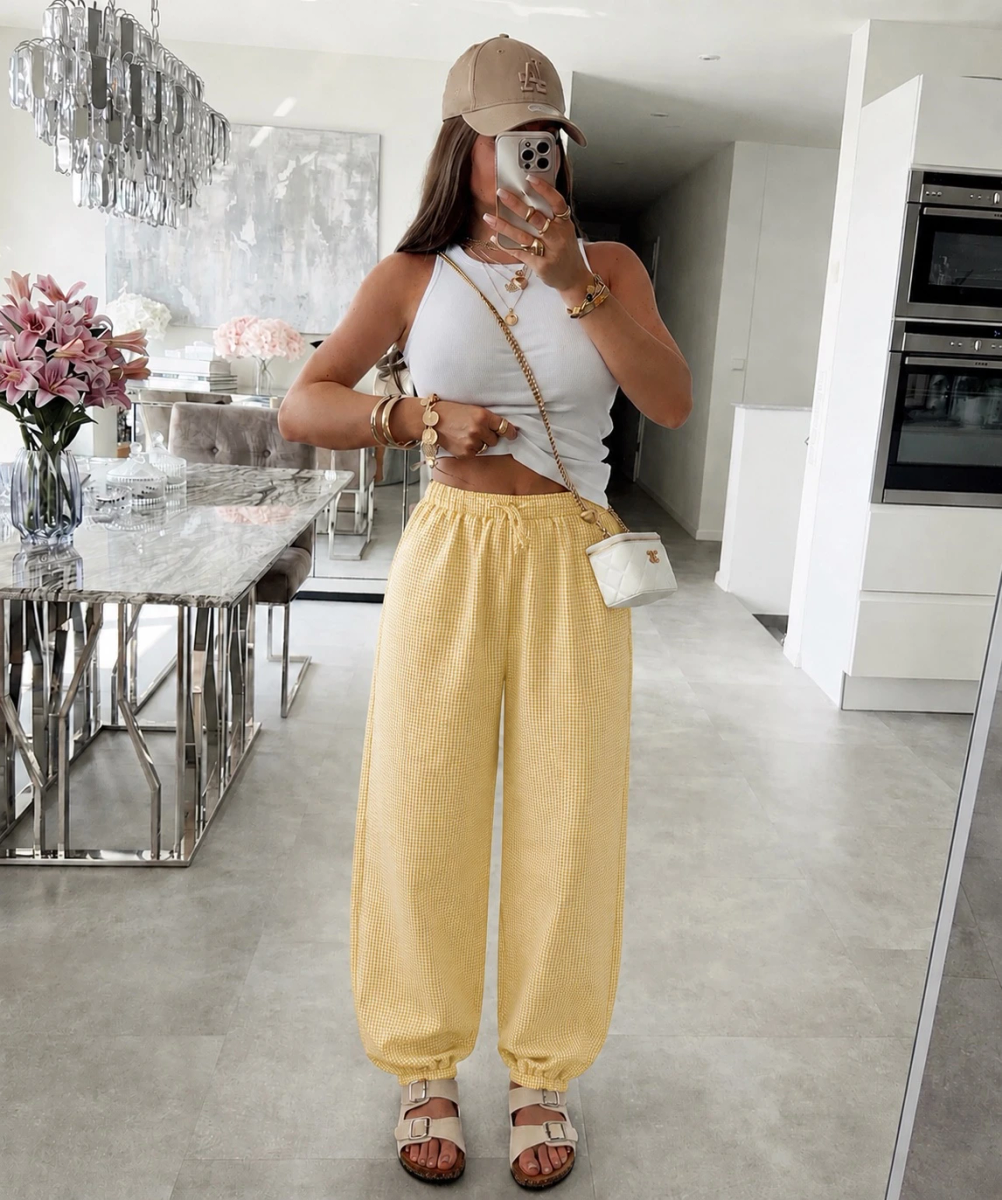 Pantalon Vichy Oversize taille élastique