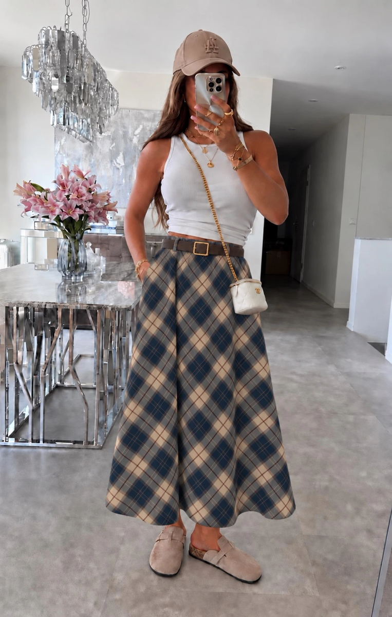 Jupe en suédine avec ceinture taille élastique imprimé
