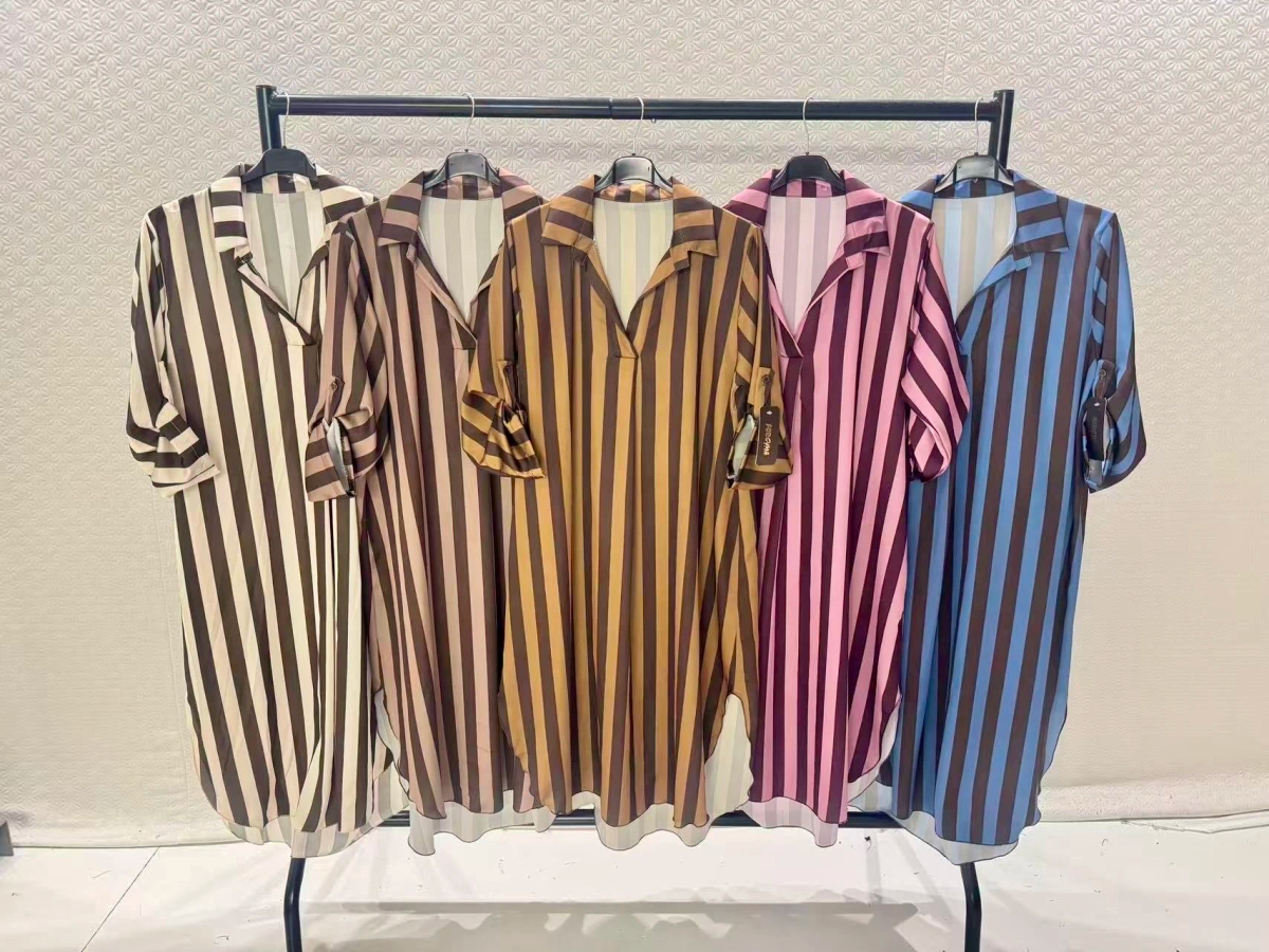 Robe chemise imprimé rayures  – Coupe ample et fluide 2