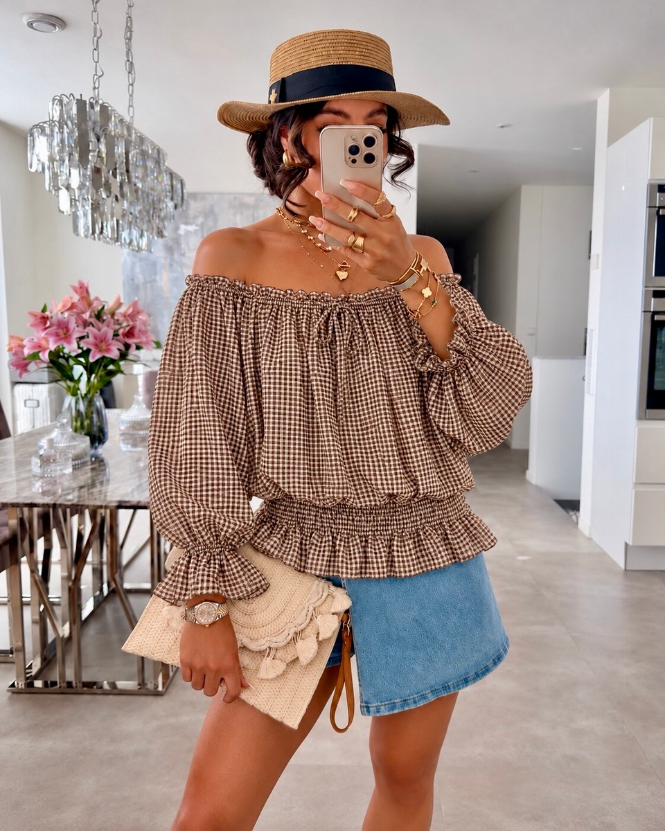 Blouse imprimé rayures  épaulées dénudées doublure viscose