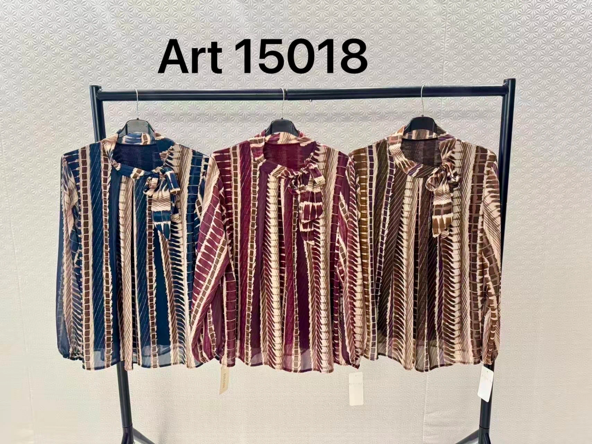 Blouse imprimée à col noué doublure viscose 3