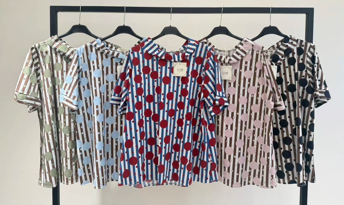 Fluid striped and polka dot print top 2