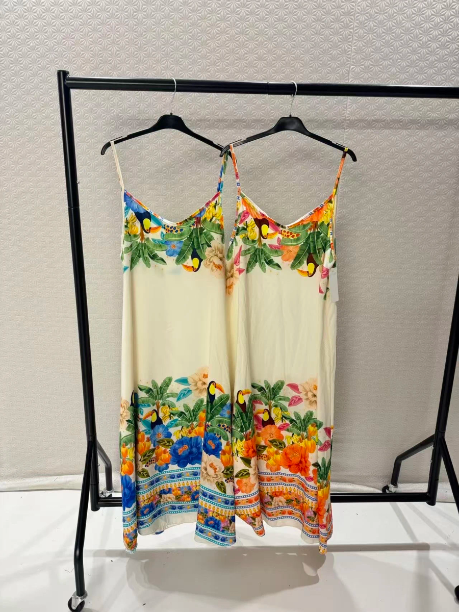 Robe Longue Été  Coupe Ample, Bretelles Fines, Imprimé Été  Coloré 2