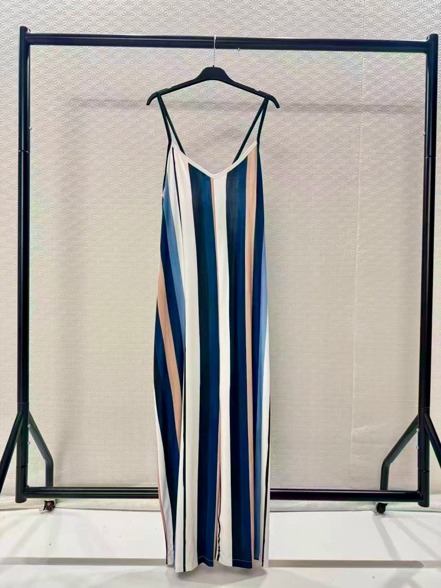 Striped print strap jumpsuit 2