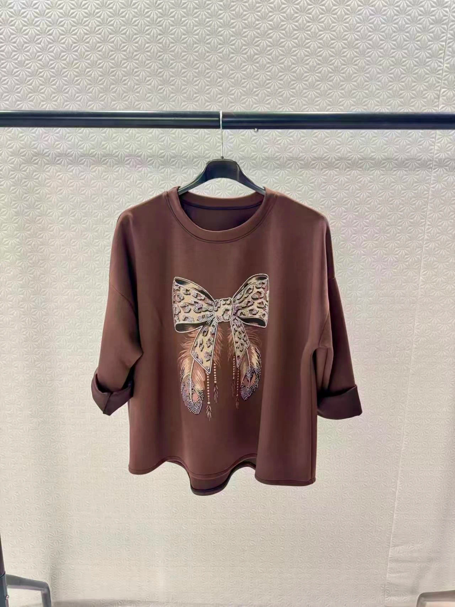Pull oversize nœud léopard strass 2