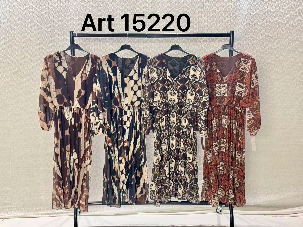 Robe longue plissée imprimée à col V et taille élastiquée 2