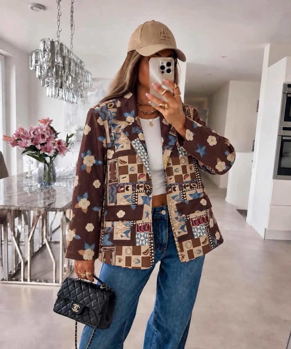Veste Blazer suédine imprimé