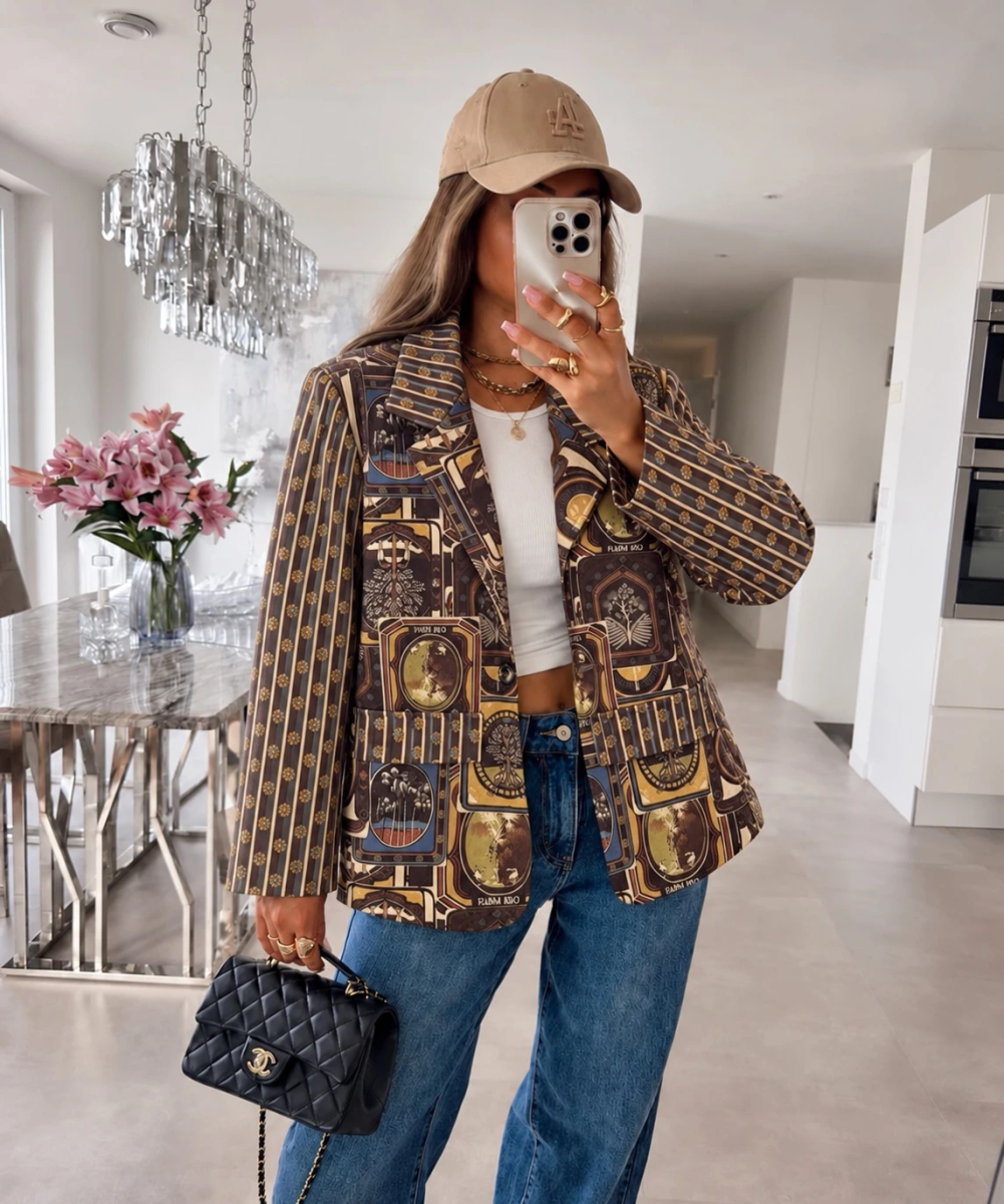 Veste Blazer suédine imprimé