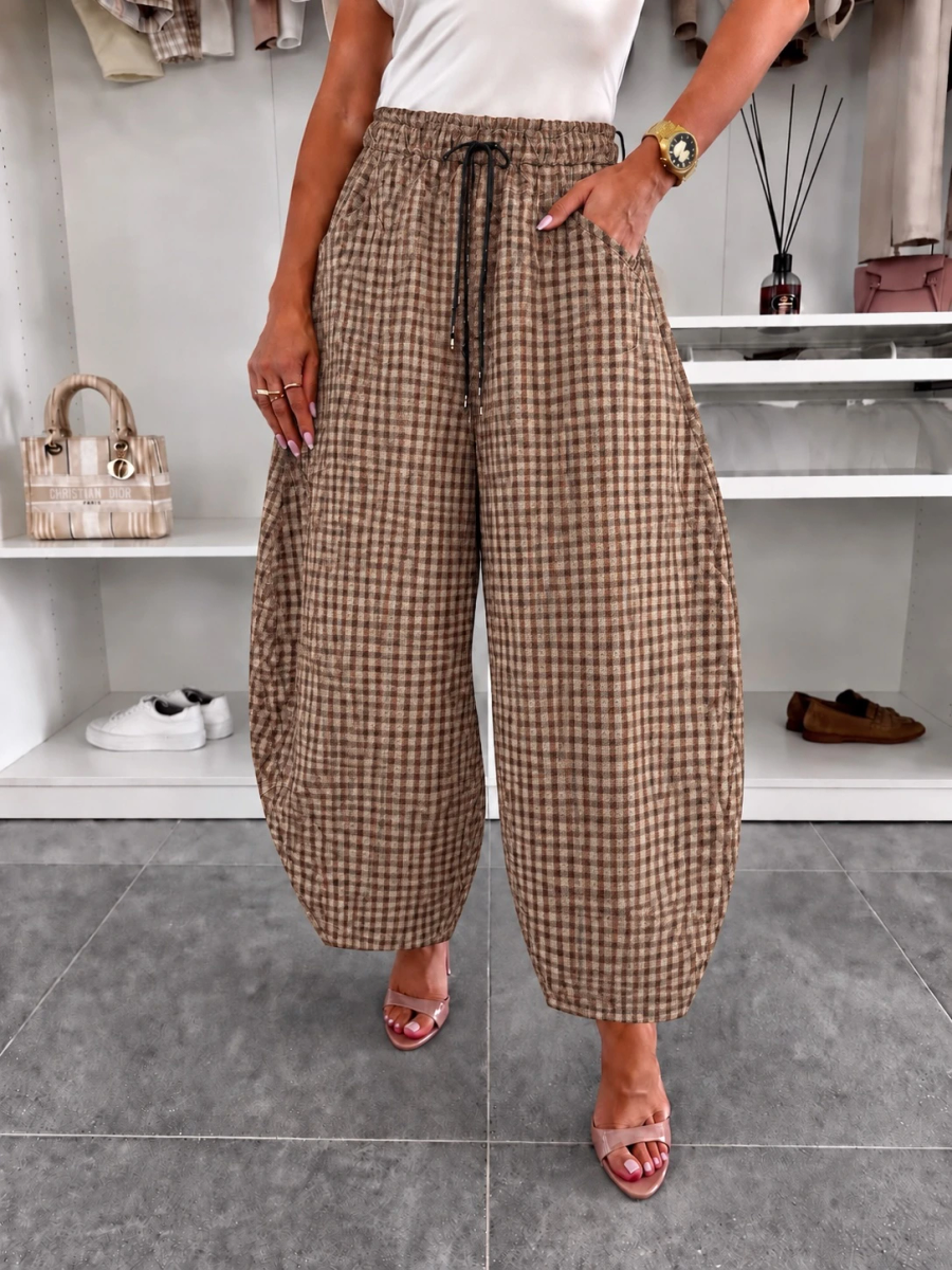 Pantalon ballon en suédine imprimé  taille élastiquée
