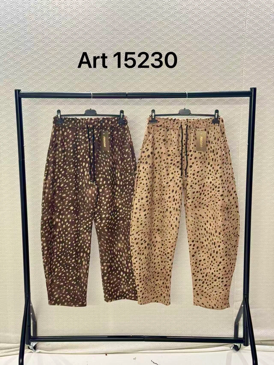 Pantalon ballon en suédine imprimé biche à taille élastiquée 2
