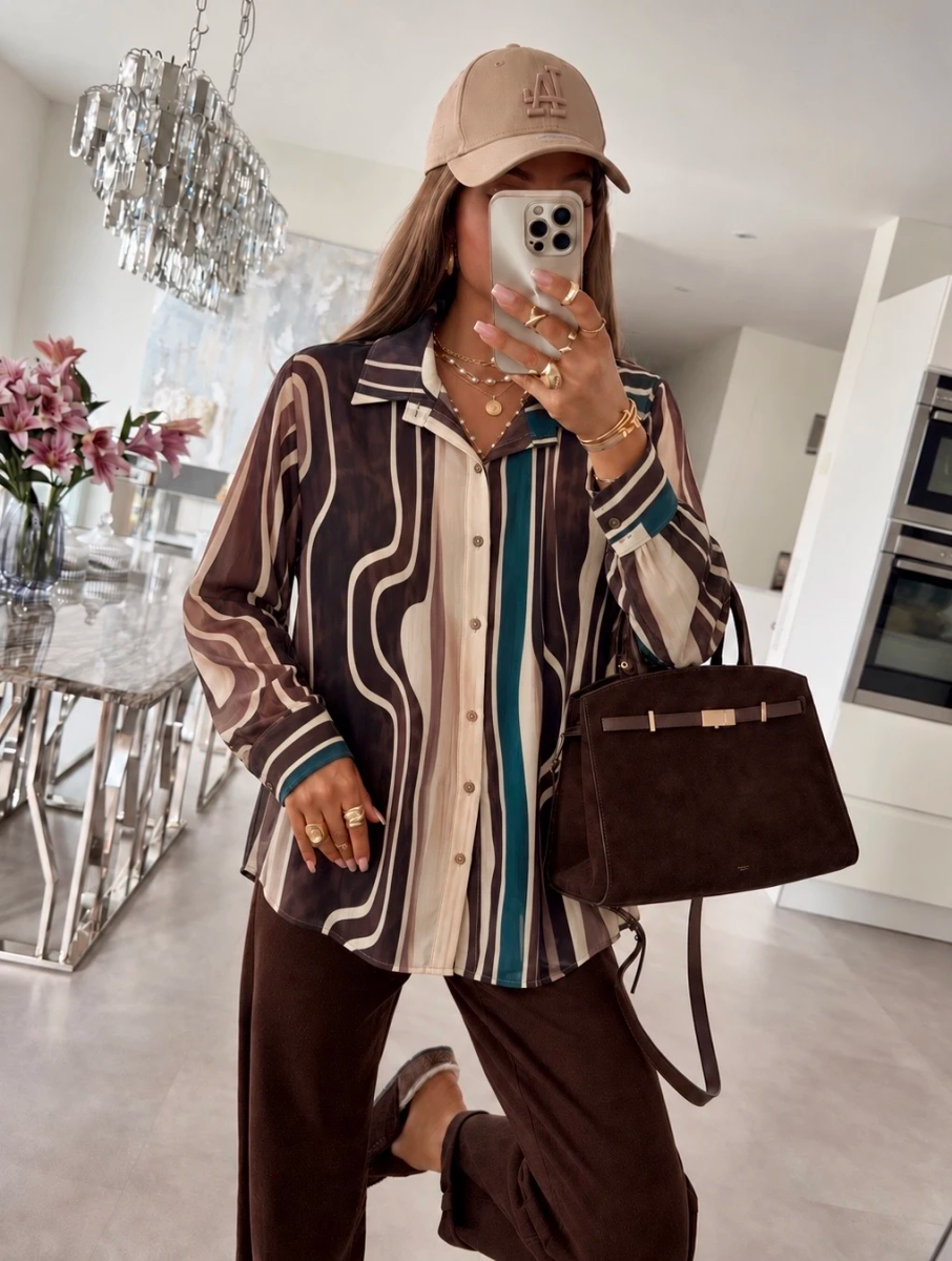 Chemise oversize en mousseline  imprimé et doublure viscose