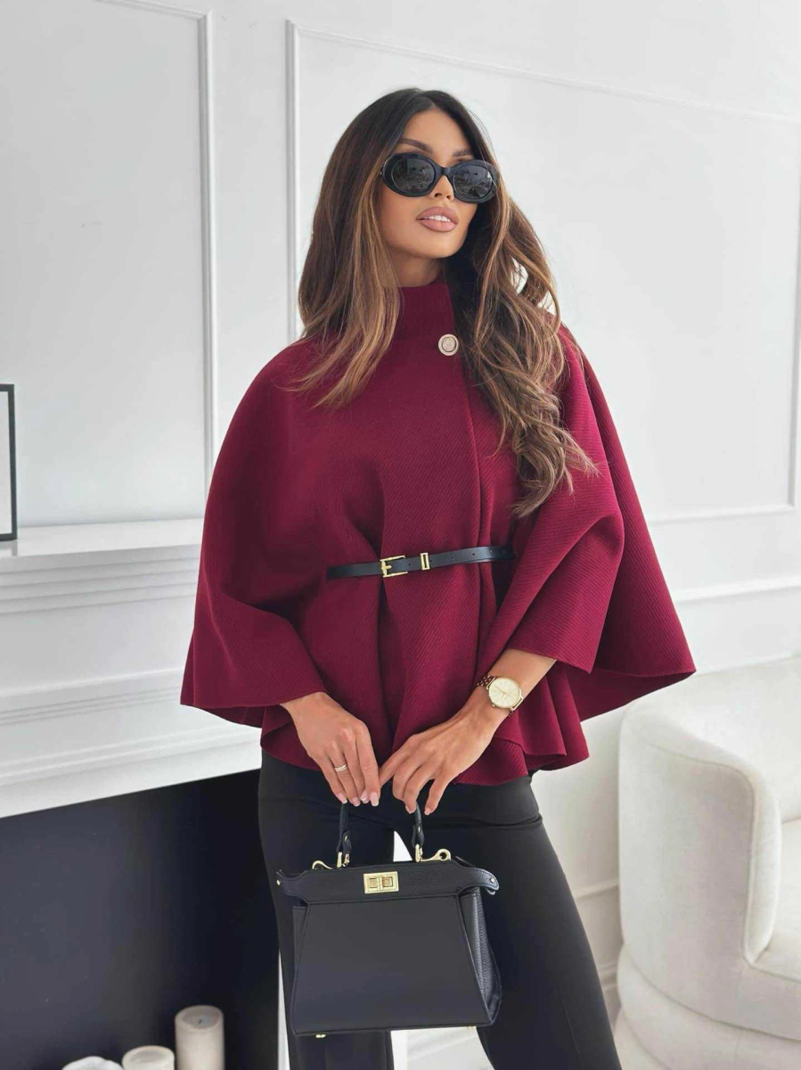 Cape poncho élégante avec ceinture