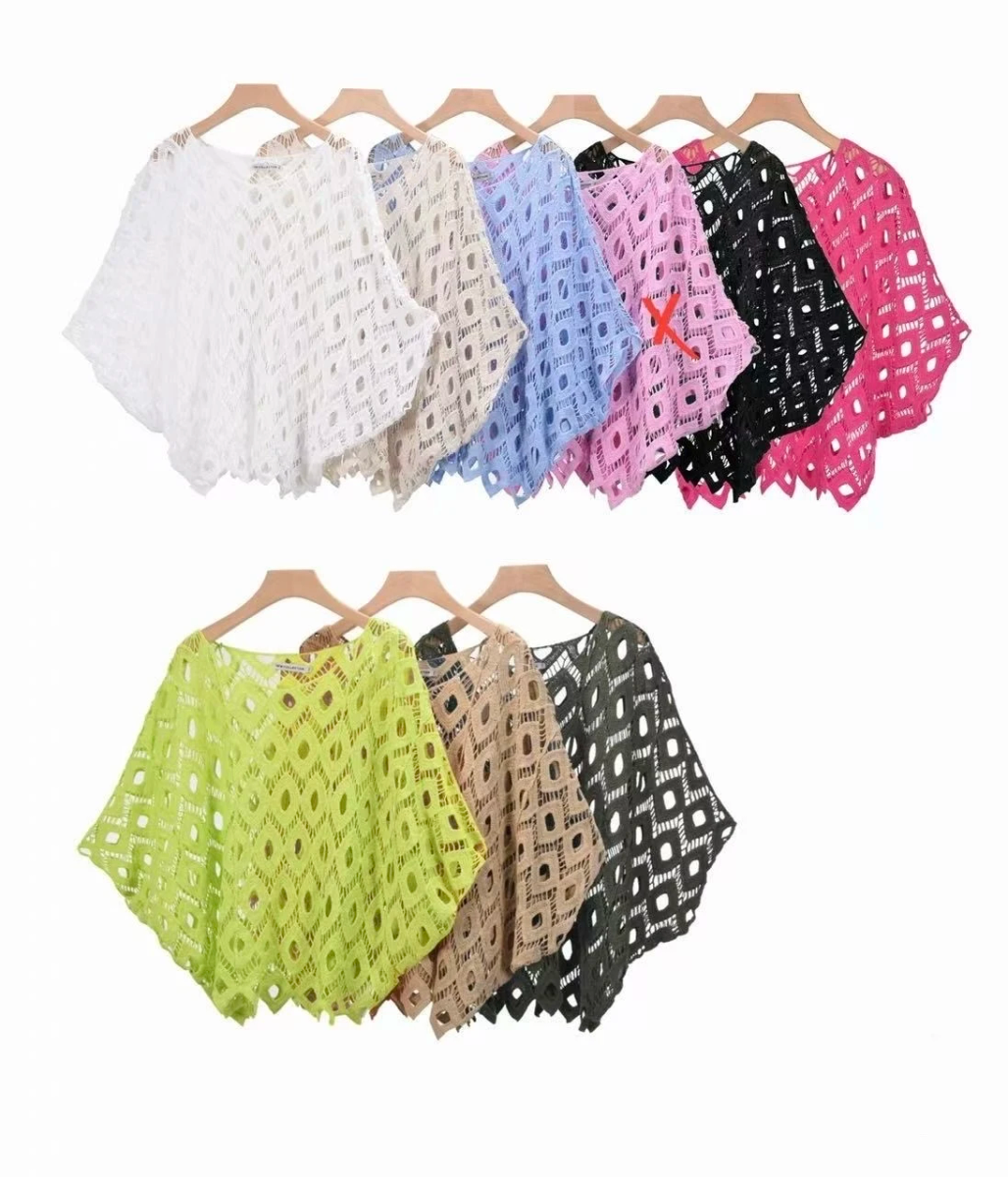 Top Poncho Bohème en Dentelle Ajourée 2