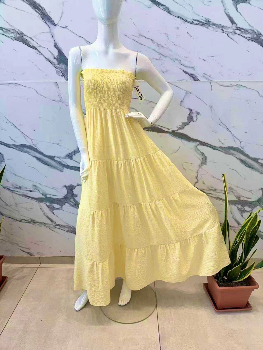 Longue robe bustier à volant 2