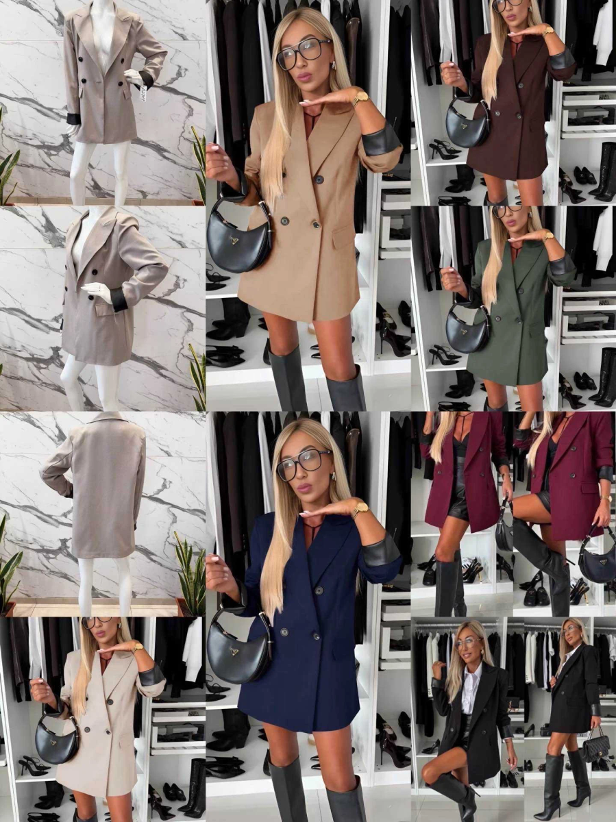 Veste blazer à revers  similicuir Oversize avec doublure 2
