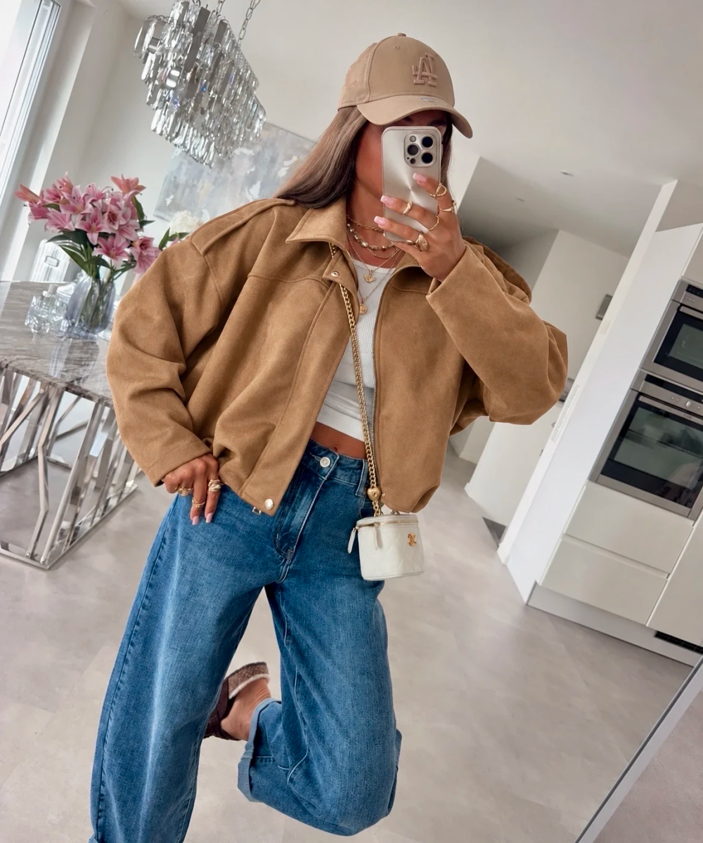 Veste Bomber Oversize en Suédine avec doublure