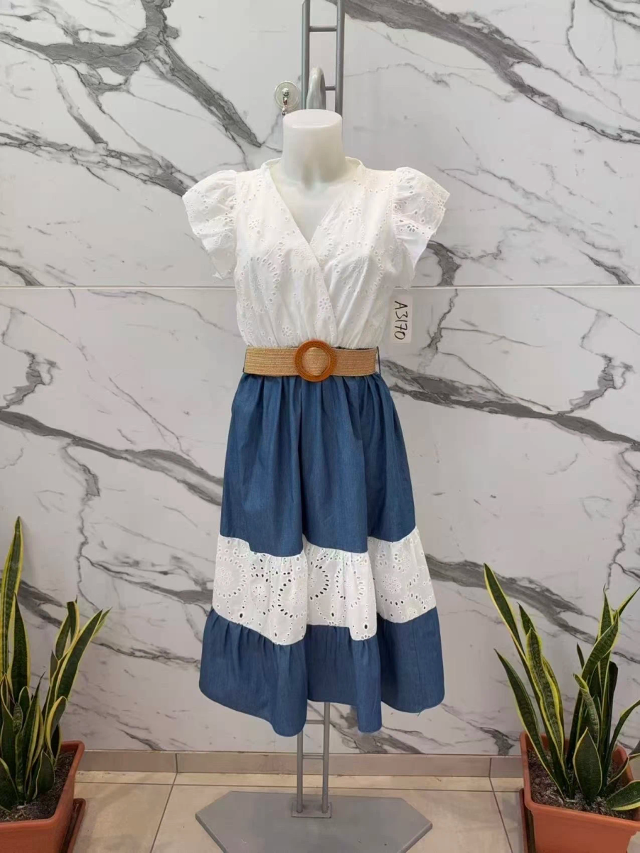Robe bohème bicolore détail broderie 2