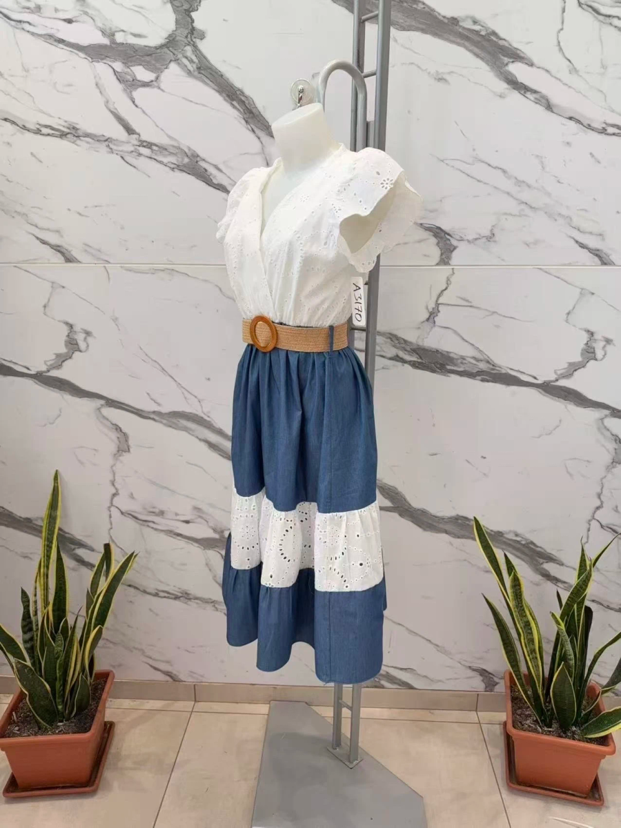 Robe bohème bicolore détail broderie 3