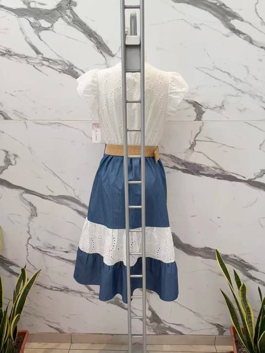 Robe bohème bicolore détail broderie 4