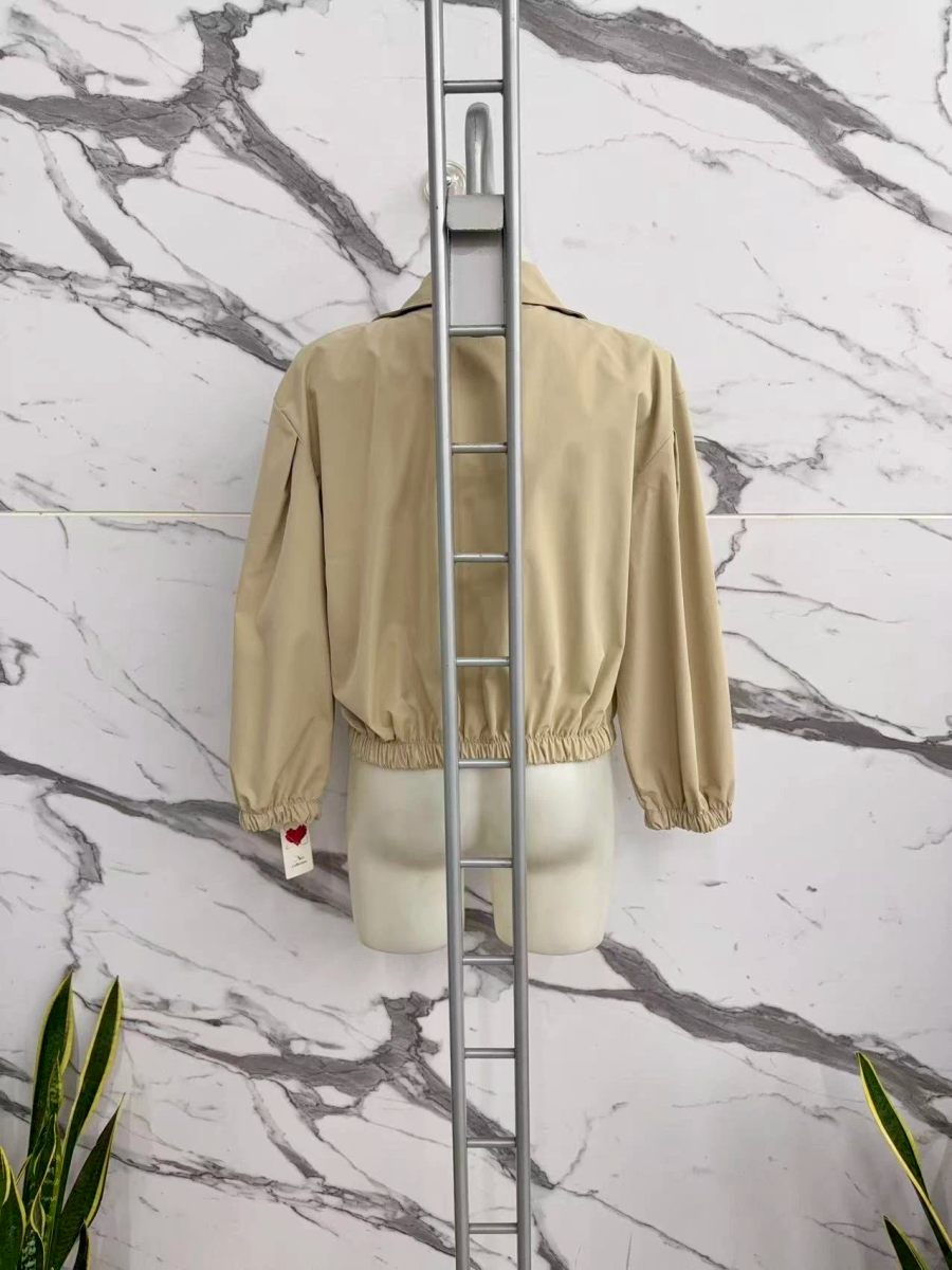 Veste Trench Courte Beige à Double Boutonnage 4