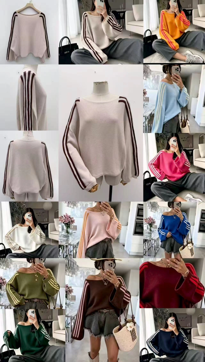Striped off-shoulder sweater 2