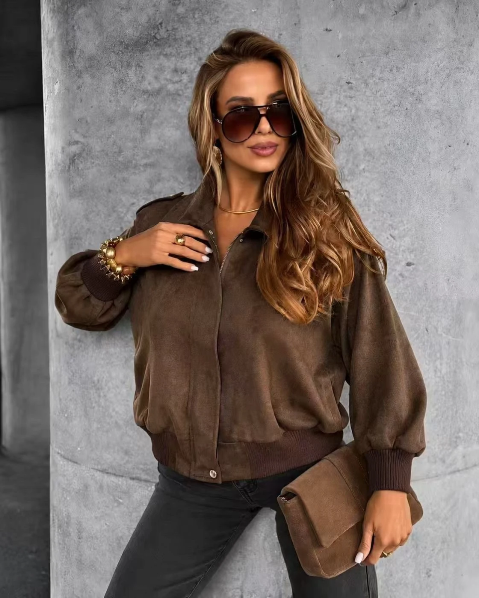 Veste bomber en suédine