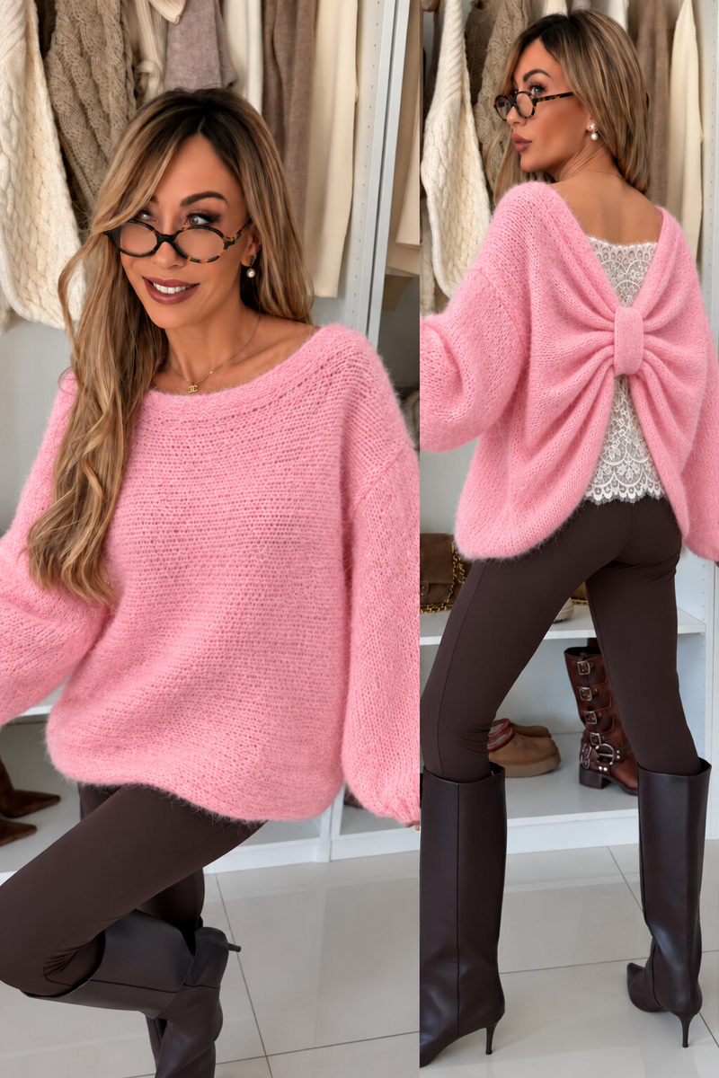 Weit geschnittener Pullover mit Schnürung am Rücken