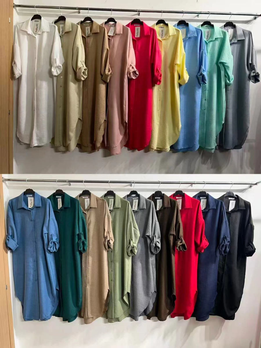Robe chemise longue coupe fluide oversize 2