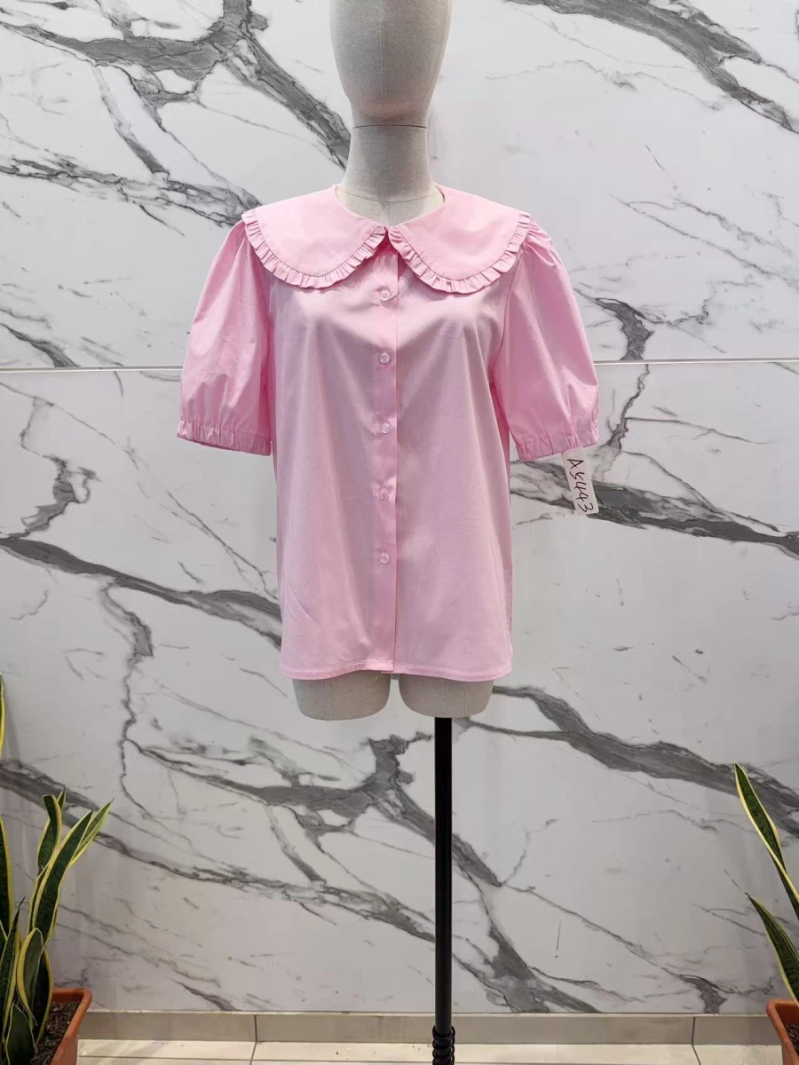 Chemise à col Claudine volanté et manches bouffantes 2