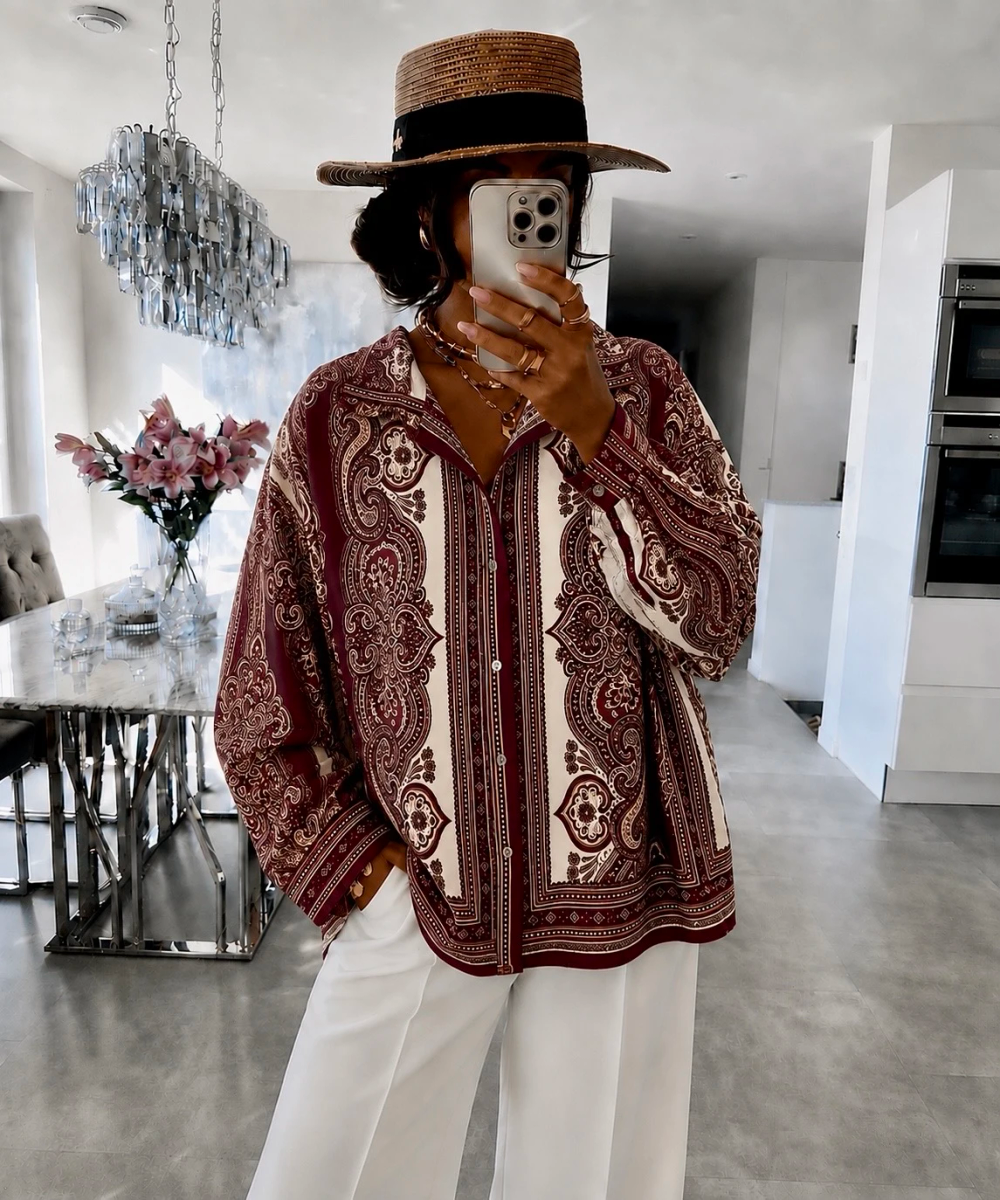 Chemise Oversize satiné imprimé