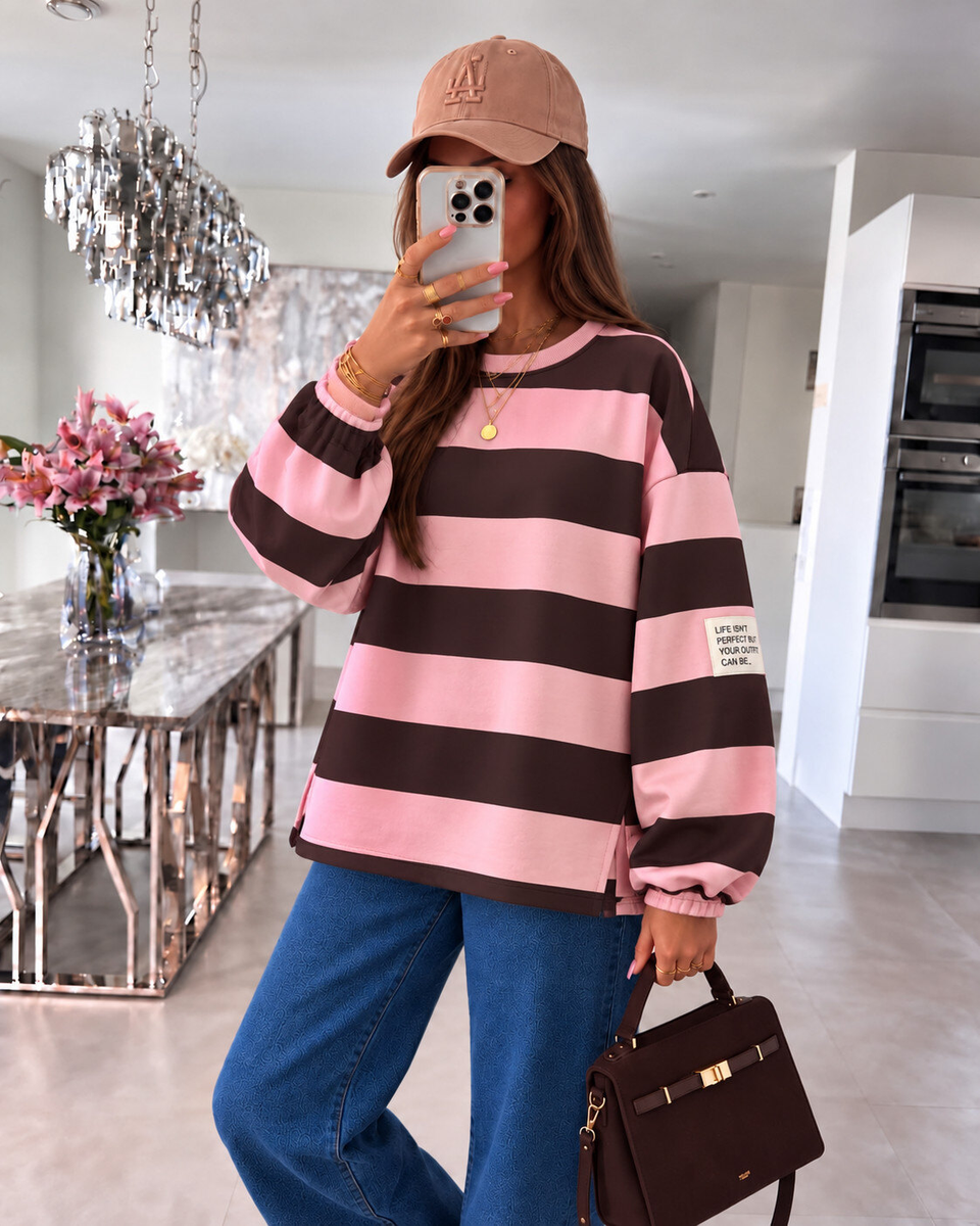Pull oversize rayures & patch