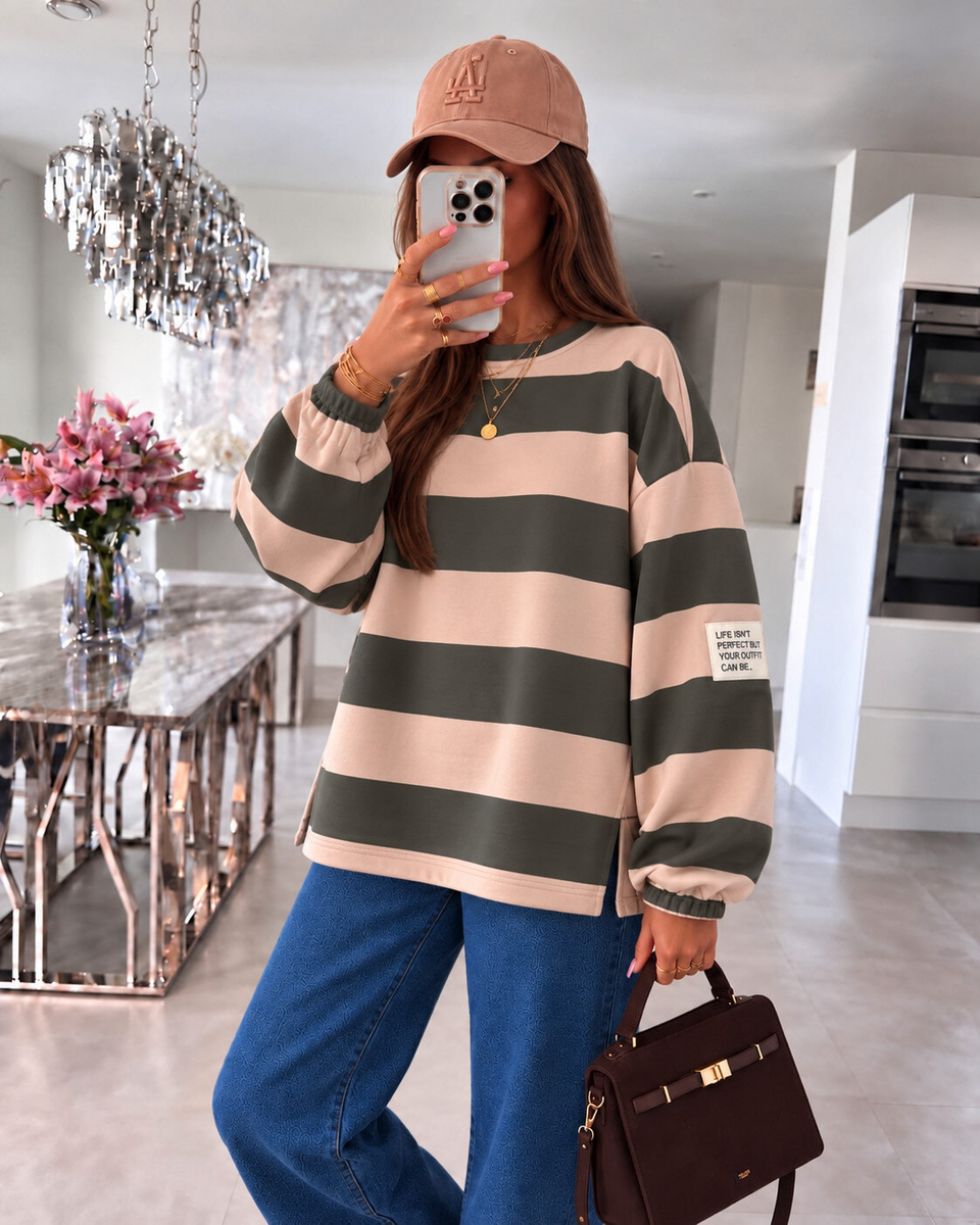 Pull oversize rayures & patch