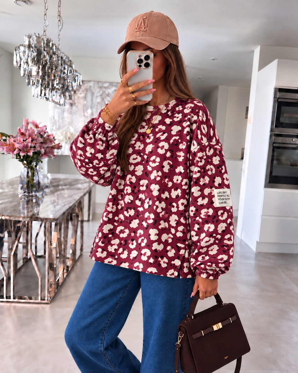 Pull oversize léopard & patch