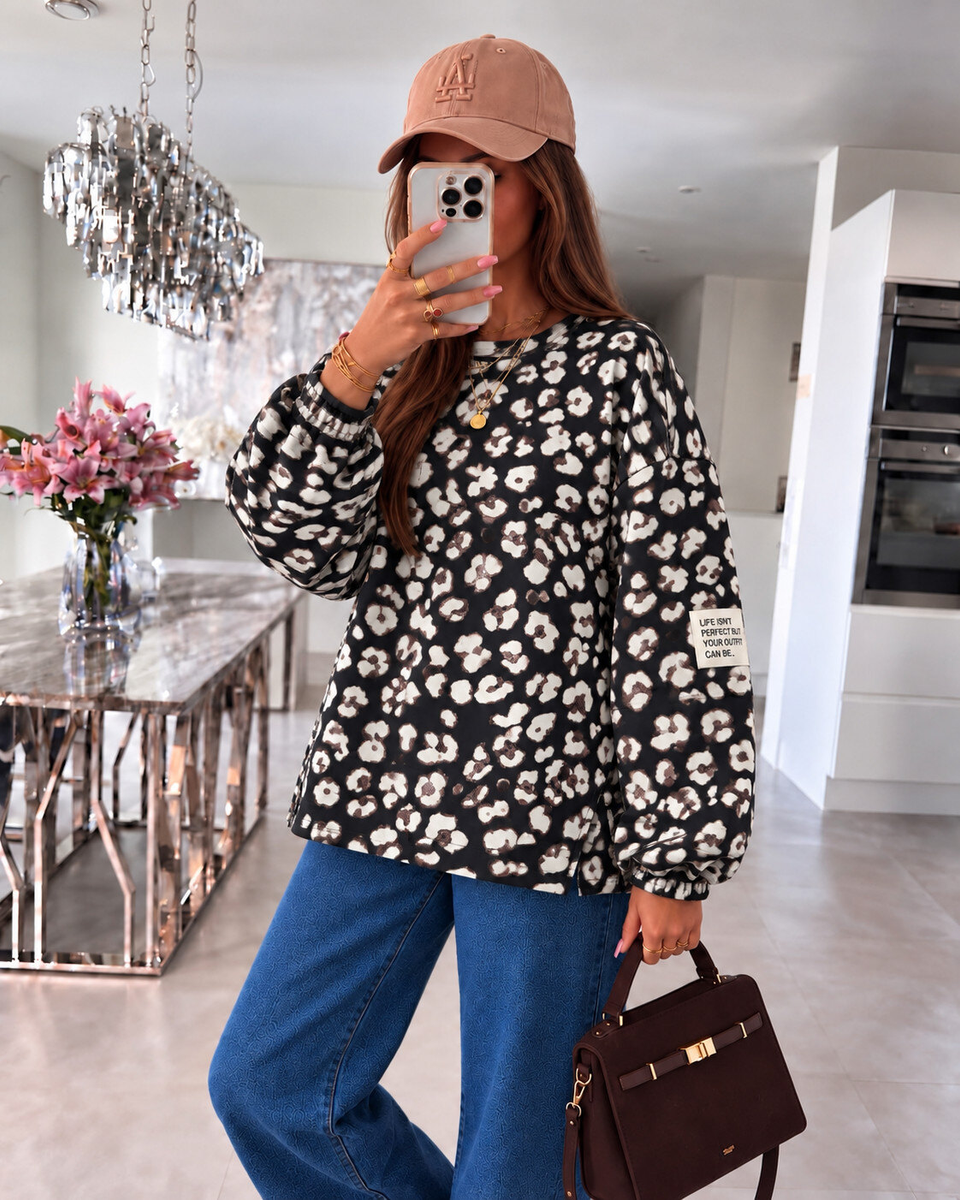 Pull oversize léopard & patch