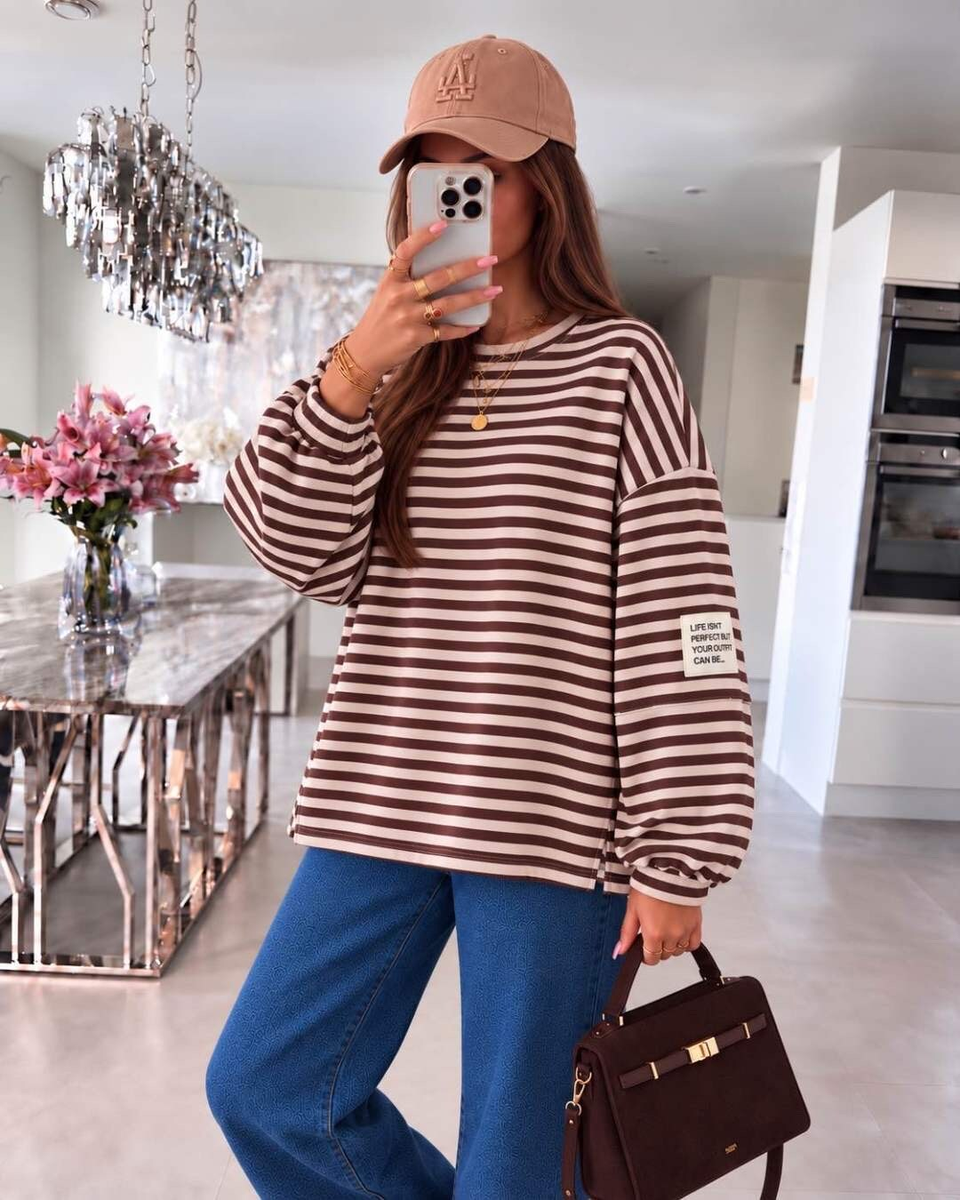 Pull oversize à rayures & patch
