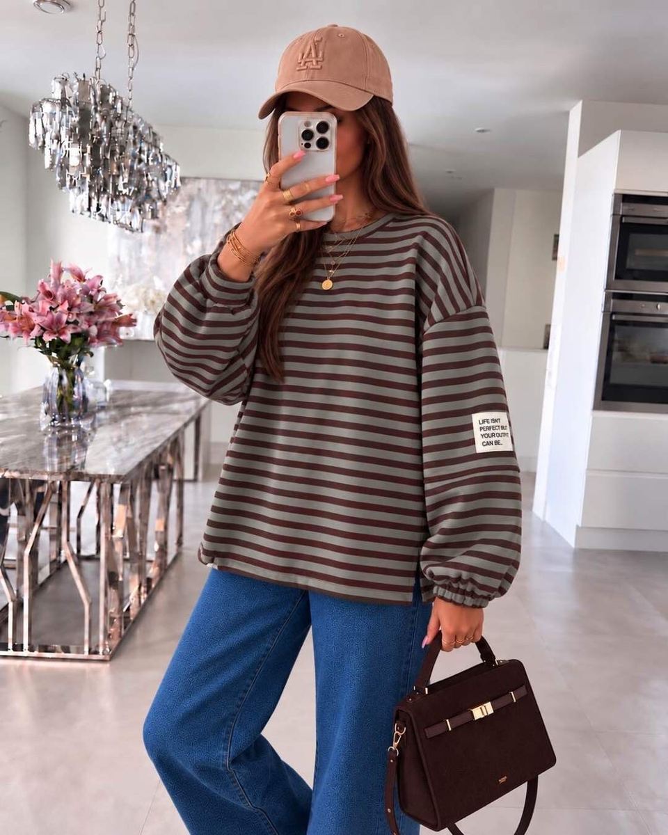 Pull oversize à rayures & patch