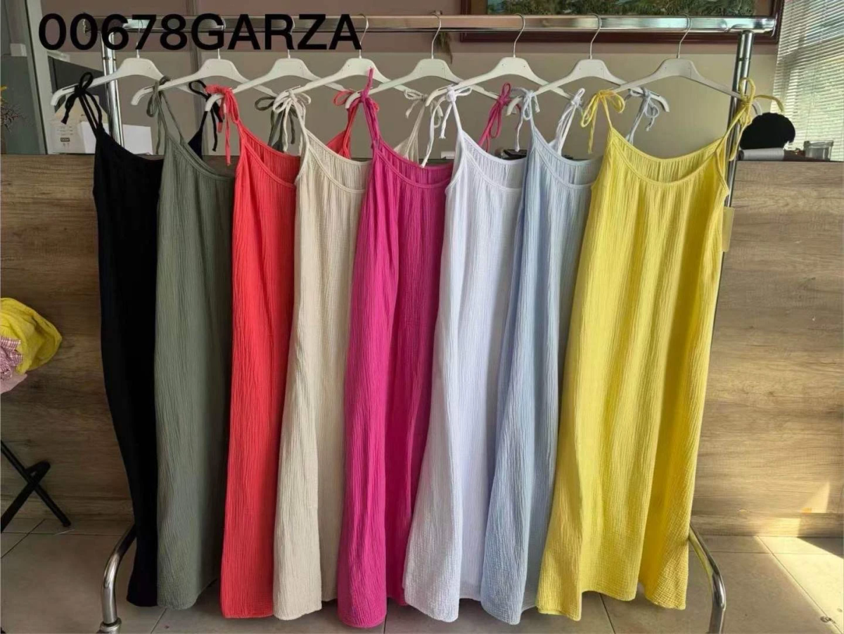 Cotton gauze dress with straps 2