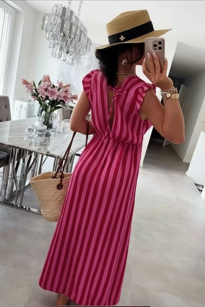 Gaze cotton dress with backless stripes 2