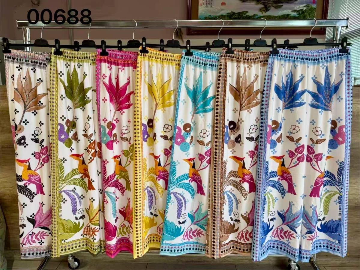 Pantalon large imprimé oiseau 2