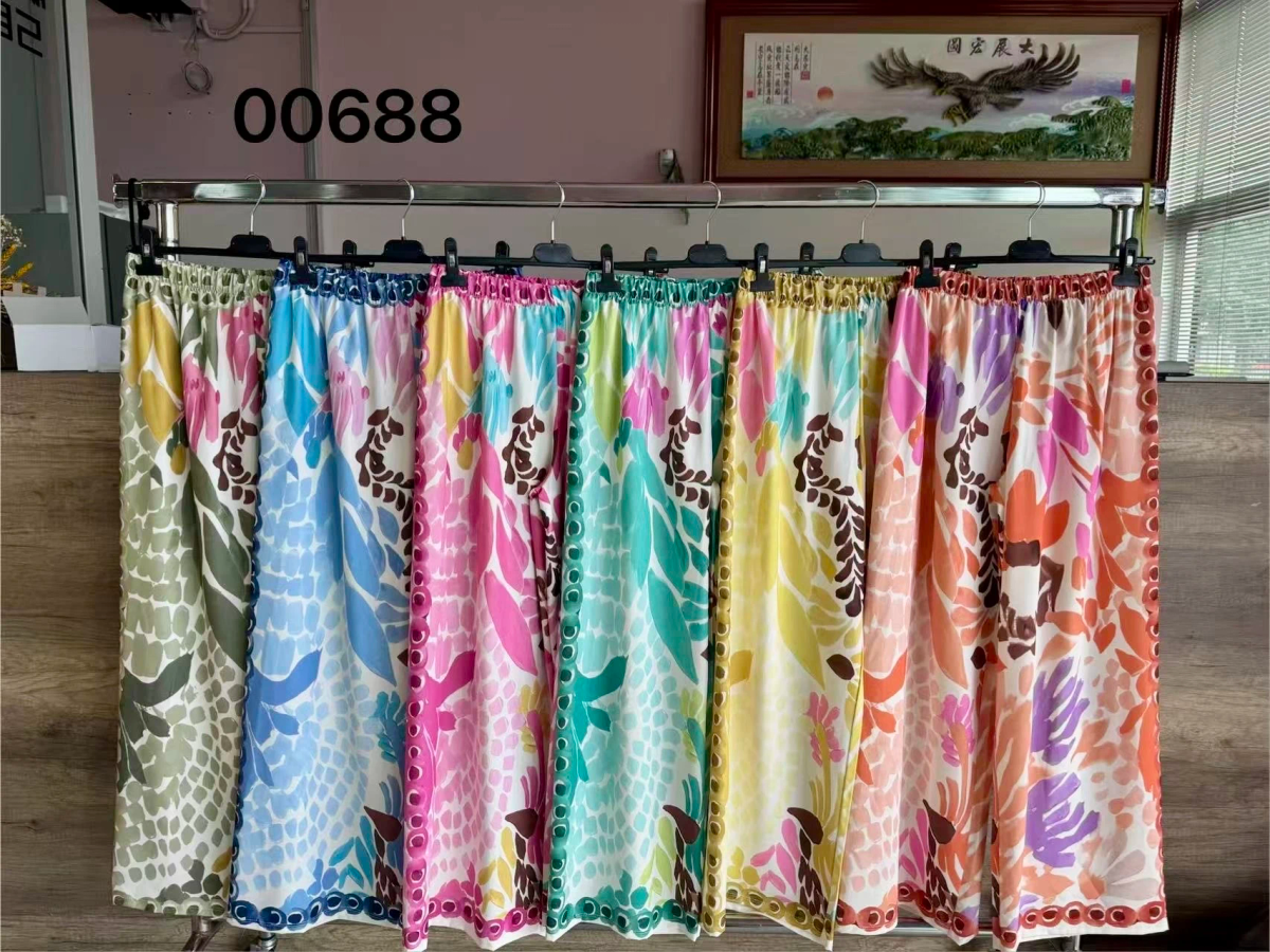 Pantalon large imprimé tropical 2