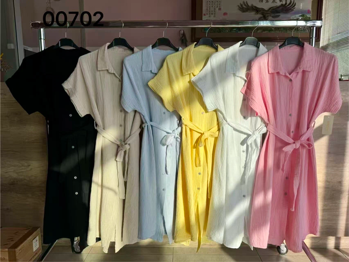 Robe chemise gaze de coton avec lien 2