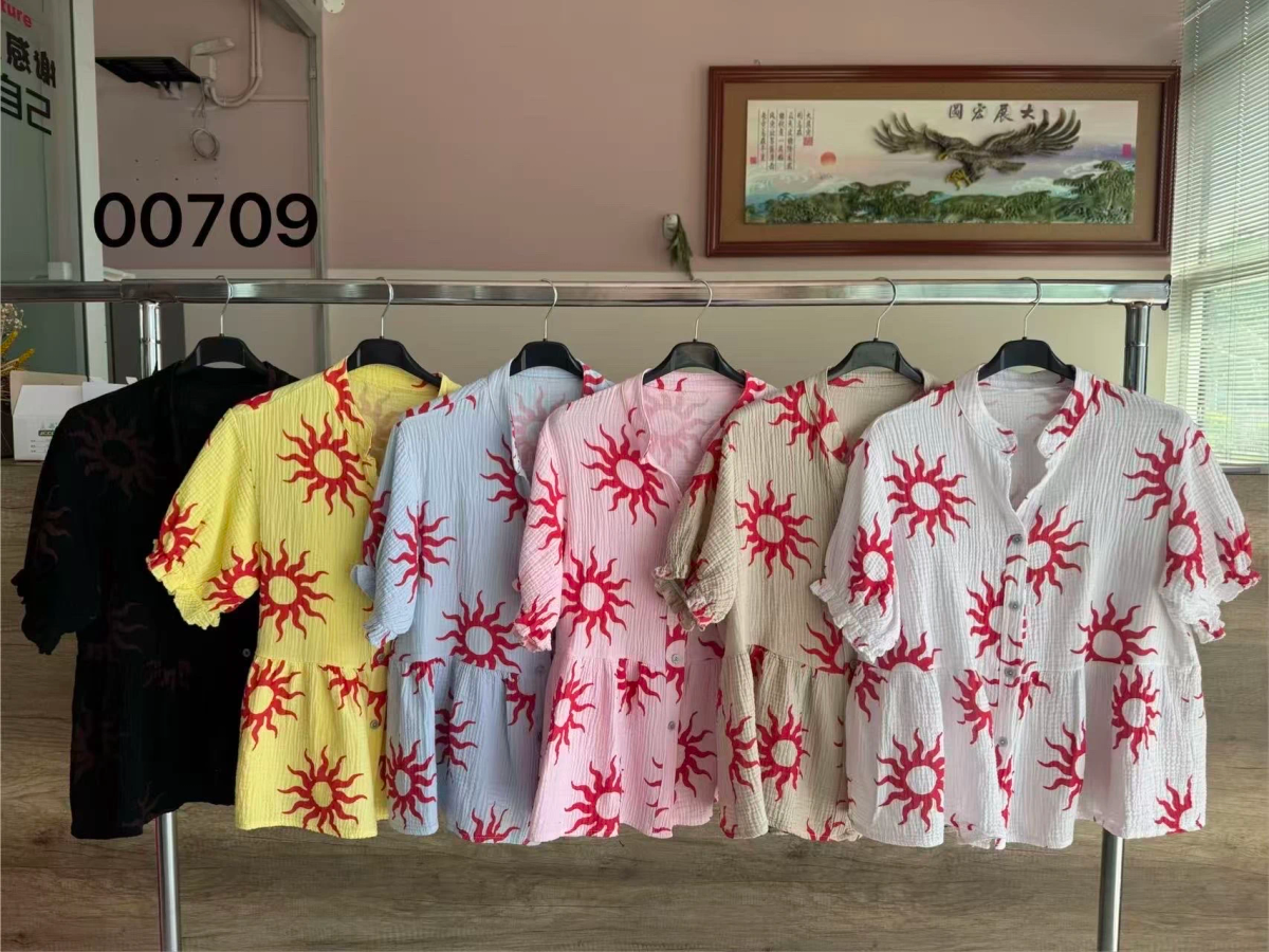 Chemise en gaze de coton imprimé soleil 2