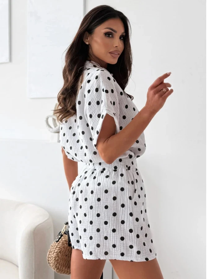 Ensemble gaze de coton à pois 2